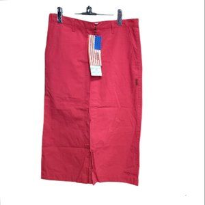 Schott Women's Straight Skirt Front Pleat Side Zipper Closure Red 38/M